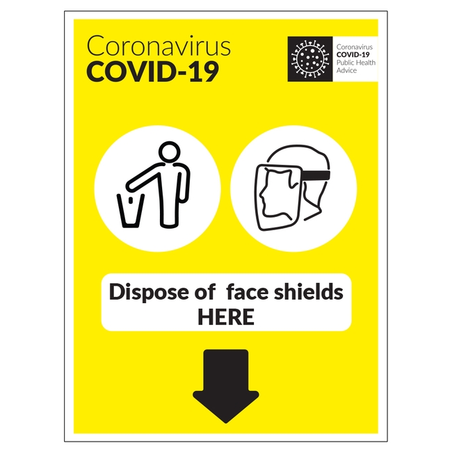 COVID-19 Dispose Of Face Shields Here Sign
